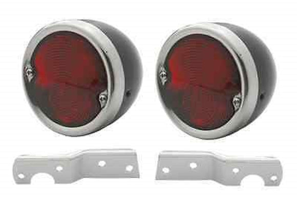 TAIL LIGHT SET 1955 1956 1957 1958 1959 STEPSIDE TRUCK   BLACK HOUSING