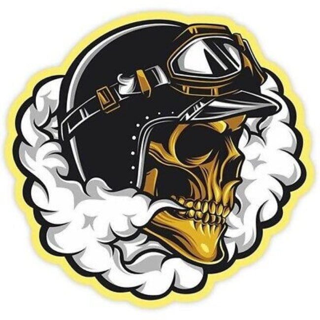 SKULL HELMET DECAL 4 BY 4 INCH