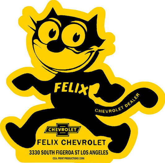 FELIX CHEVROLET YELLOW METAL SIGN