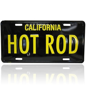 Black and Yellow California Hot Rod License Plate